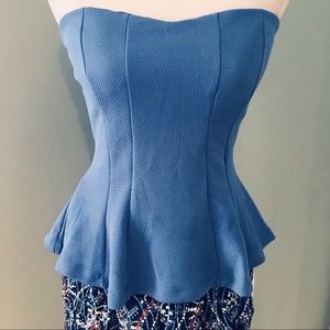 LAST DAY 5/29-NWT strapless peplum blue top